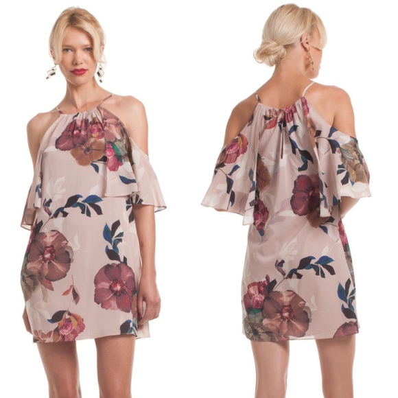 trina turk cold shoulder dress